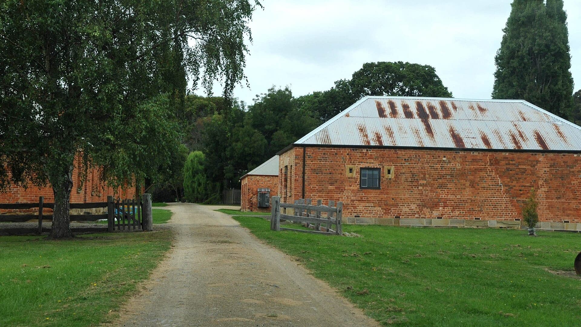 Historic masonry buildings beside Norfolk Bay on the Tasman Peninsula